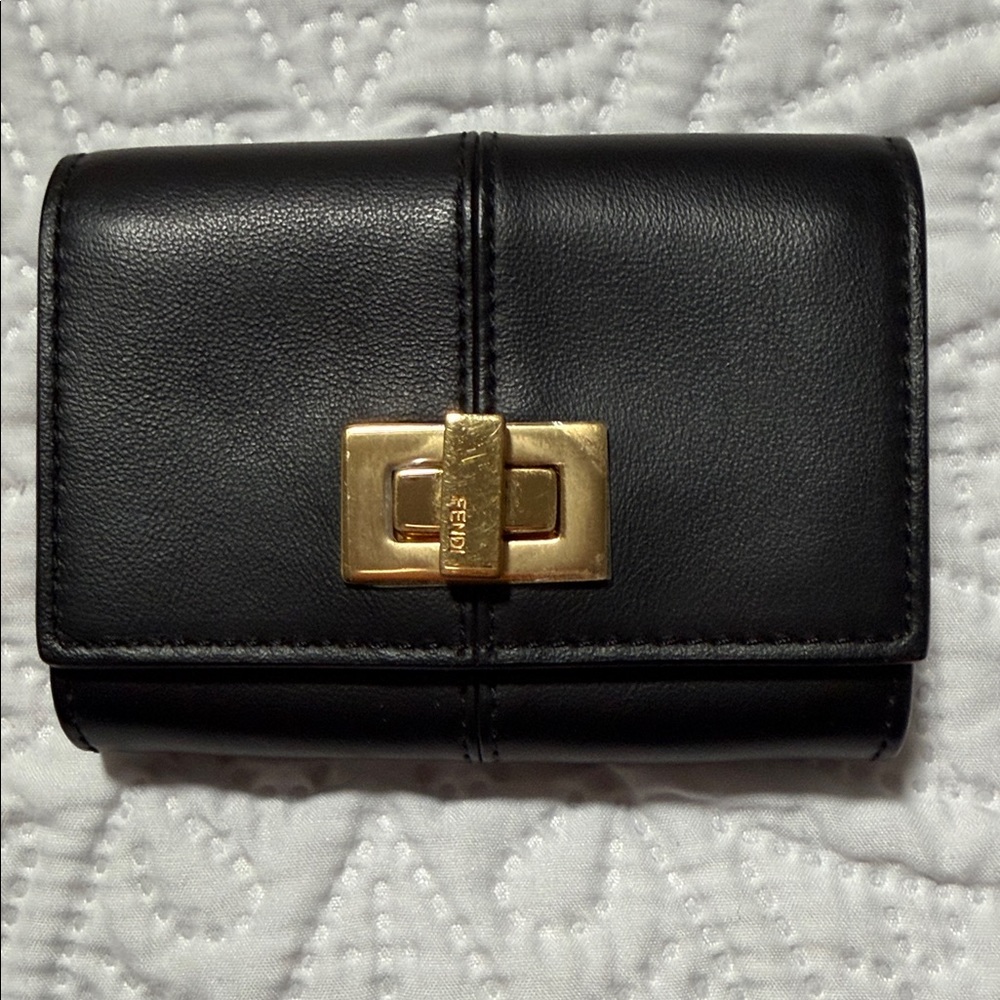 Fendi Black Wallet with Gold Hardware